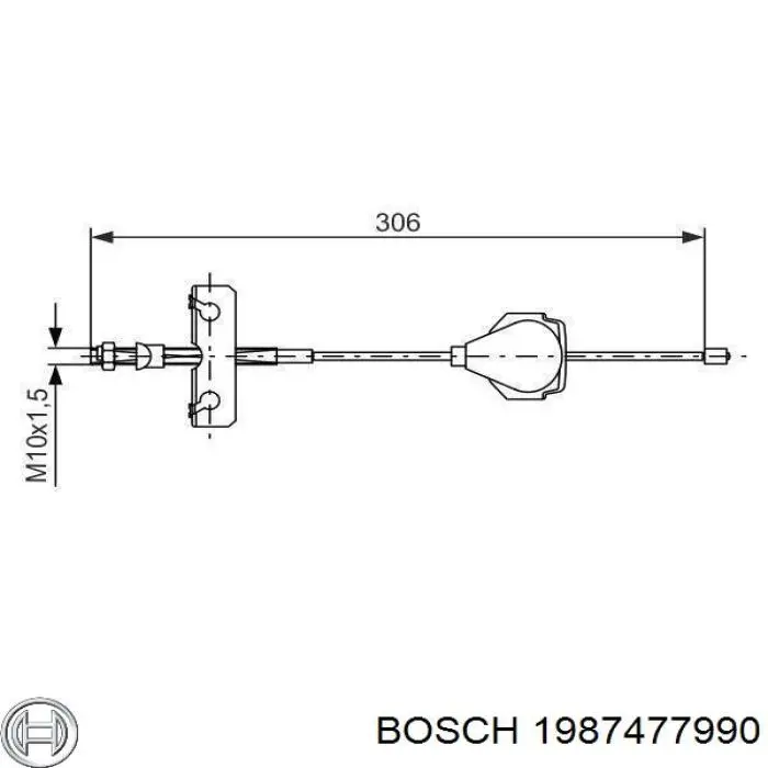 Купити 1987477990 Bosch Трос ручного гальма передній