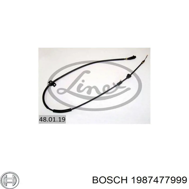 Трос ручного гальма задній, правий/лівий Bosch 1987477999 ціна, від 23.86 USD