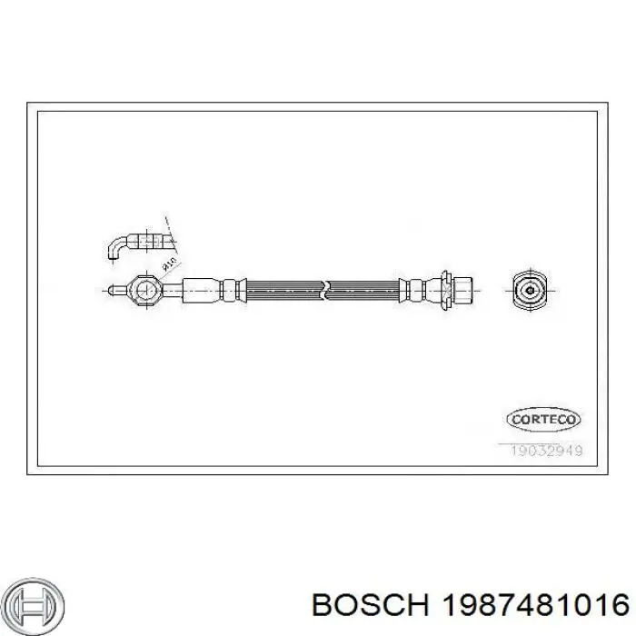 Купити 1987481016 Bosch Шланг гальмівний задній