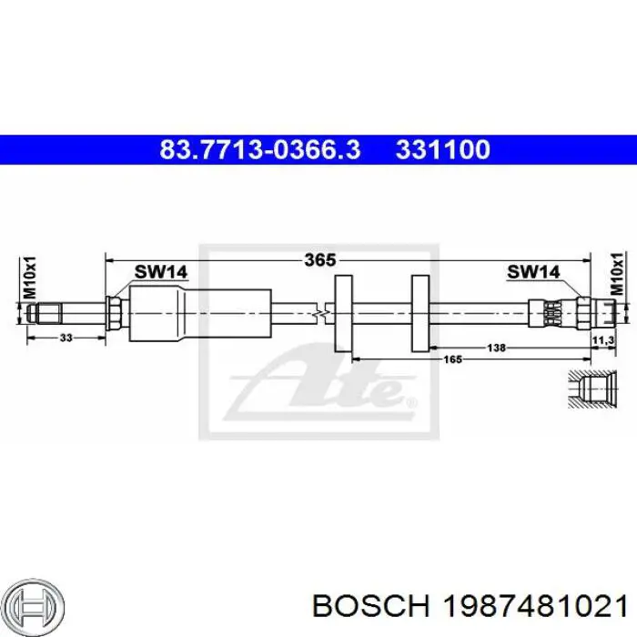 1987481021 Bosch шланг гальмівний передній