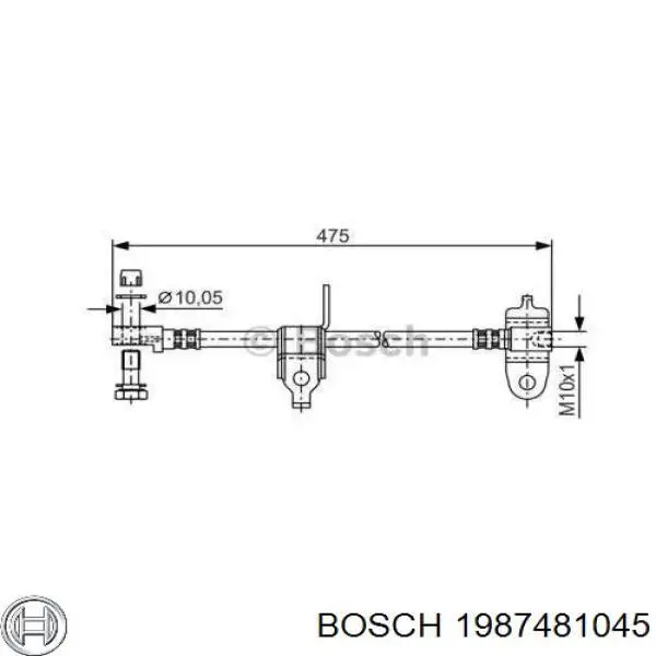 Купити 1987481045 Bosch Шланг гальмівний передній, лівий