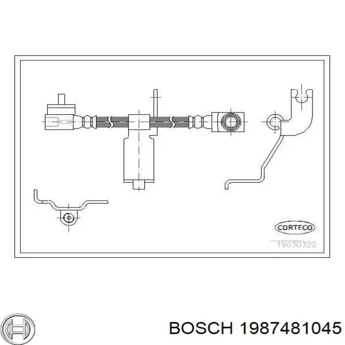 Шланг гальмівний передній, лівий Bosch 1987481045 ціна, від 15.74 USD