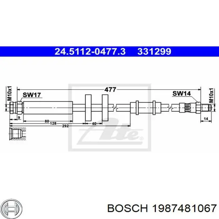 1987481067 Bosch шланг гальмівний передній