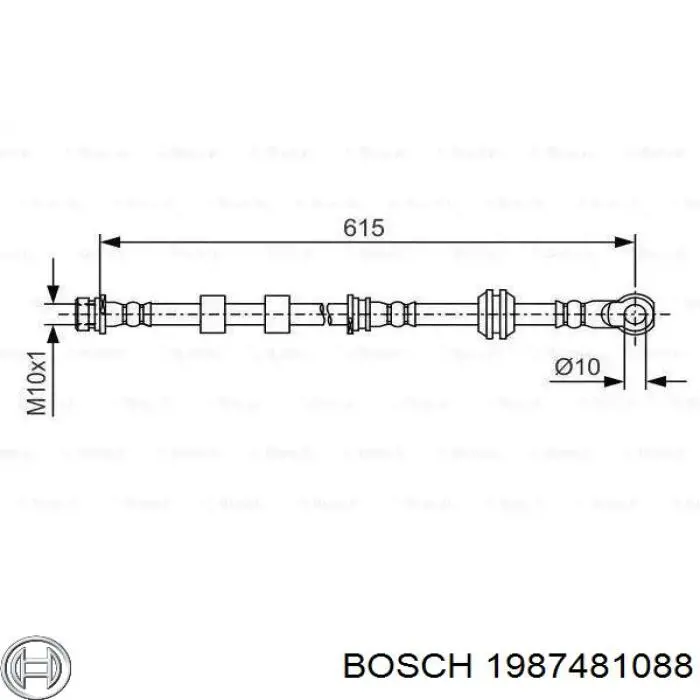 Купити 1987481088 Bosch Шланг гальмівний передній, правий