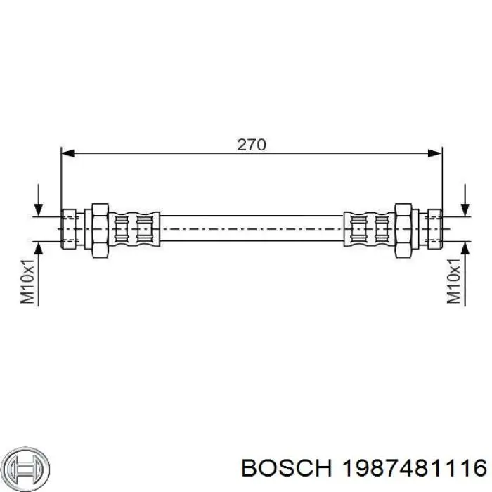 1987481116 Bosch шланг гальмівний задній, правий