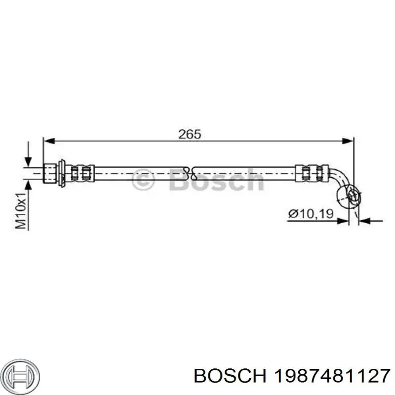 1987481127 Bosch шланг гальмівний задній, лівий