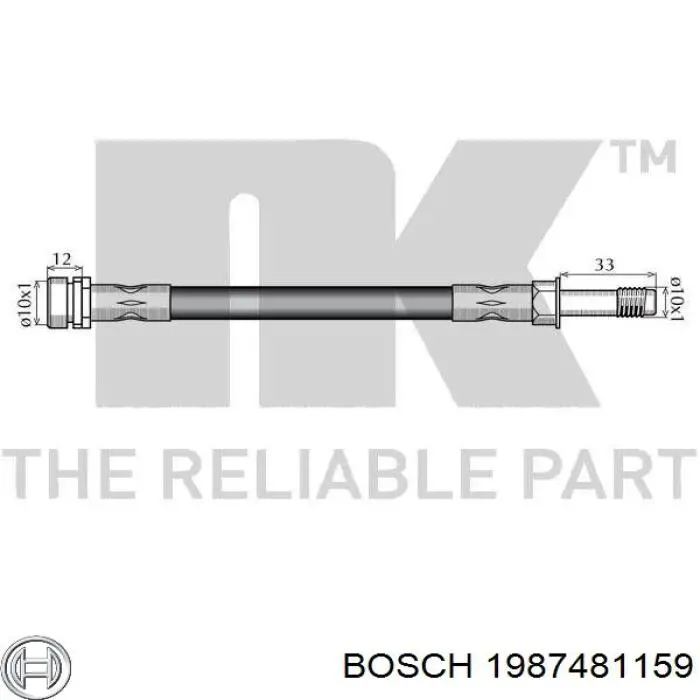 Купити 1987481159 Bosch Шланг гальмівний задній