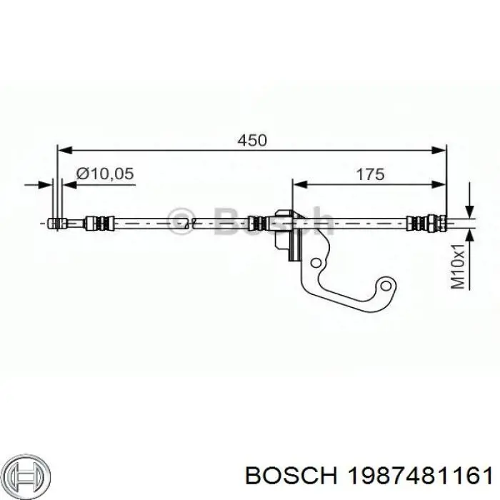 Шланг гальмівний задній, лівий Bosch 1987481161