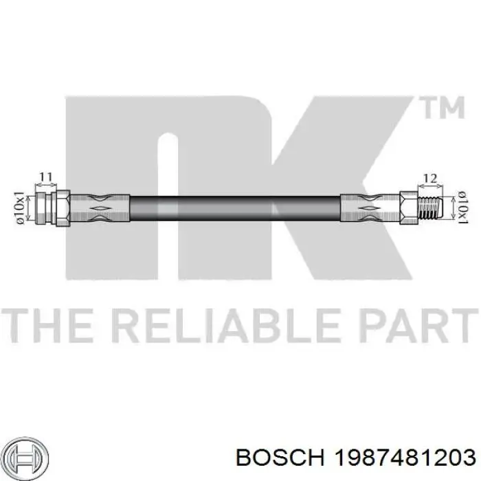 Гнучка гальмівна трубка задня Bosch 1987481203