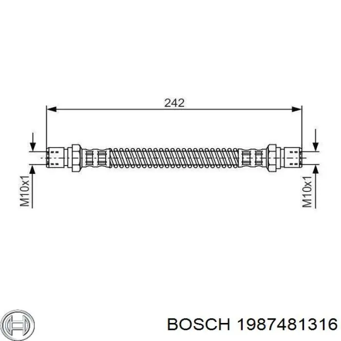 Шланг гальмівний задній, лівий 1987481316 Bosch