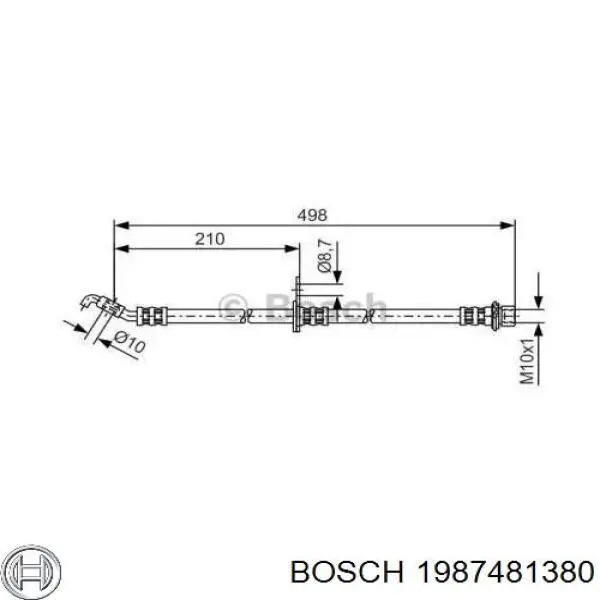 1987481380 Bosch Шланг гальмівний задній, правий