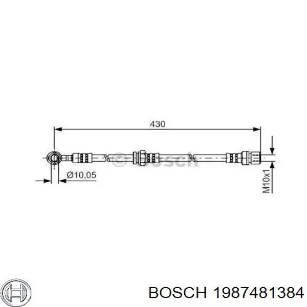 Шланг гальмівний передній, правий Bosch 1987481384 ціна, від 11.86 USD