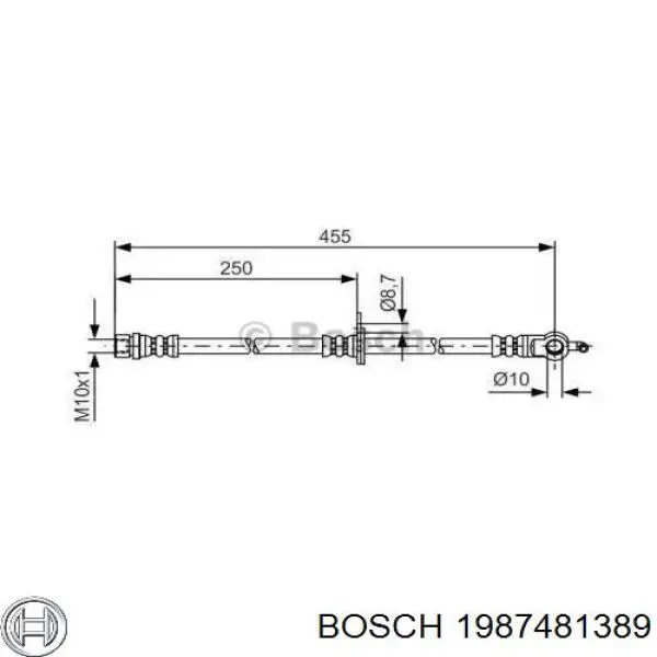 1987481389 Bosch шланг гальмівний передній, правий