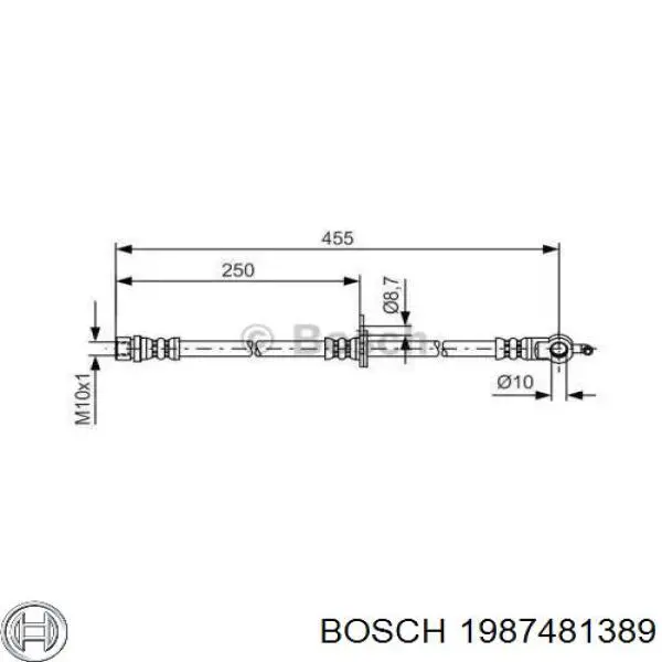 1987481389 Bosch Шланг гальмівний передній, правий