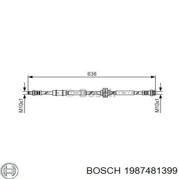 Шланг гальмівний передній 1987481399 Bosch