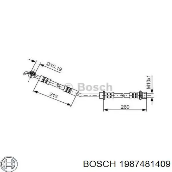Шланг гальмівний передній, лівий Bosch 1987481409 ціна, від 21.81 USD