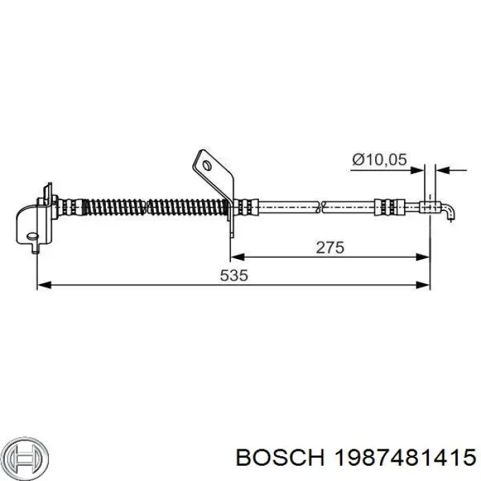 1987481415 Bosch Шланг гальмівний передній, правий