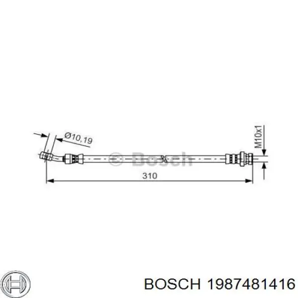 Купити 1987481416 Bosch Шланг гальмівний задній, правий