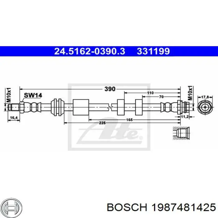 1987481425 Bosch шланг гальмівний передній