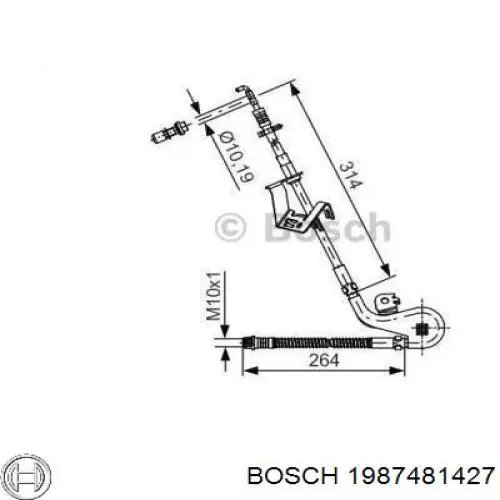 1987481427 Bosch Шланг гальмівний задній, лівий