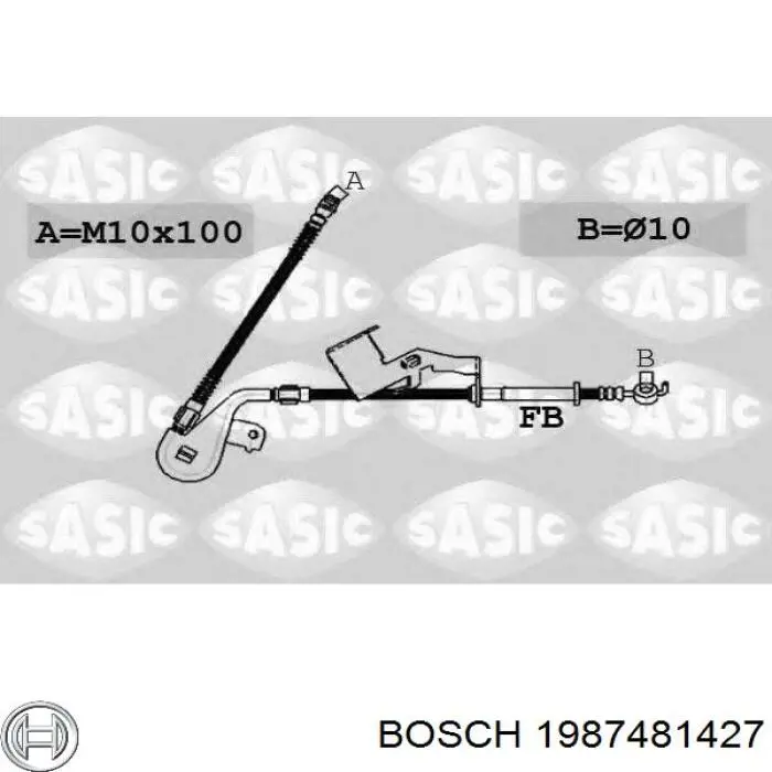 Шланг гальмівний задній, лівий Bosch 1987481427 ціна, від 49.24 USD
