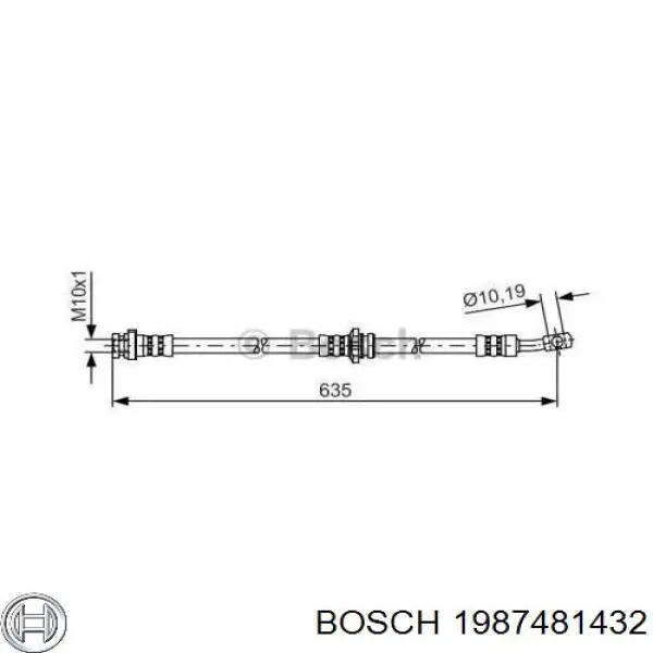 1987481432 Bosch Шланг гальмівний передній, лівий