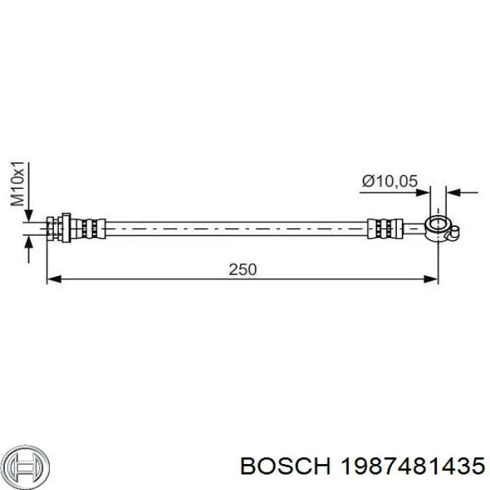 1987481435 Bosch Шланг гальмівний задній, правий