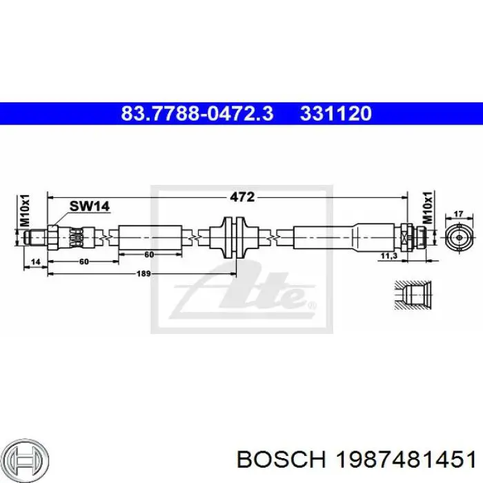 Купити 1987481451 Bosch Гальмівні шланги передні