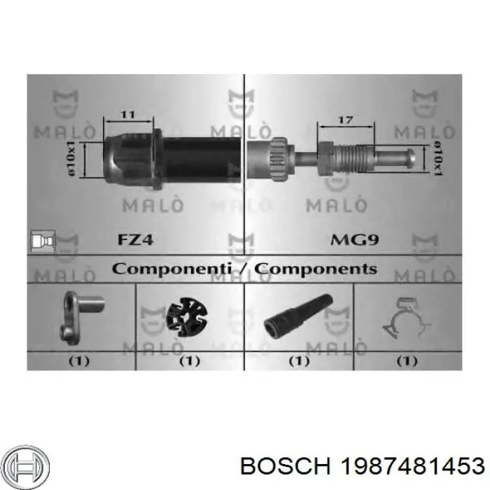 Купити 1987481453 Bosch Гальмівні шланги передні