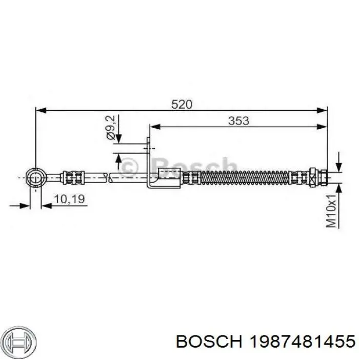 1987481455 Bosch шланг гальмівний передній, правий