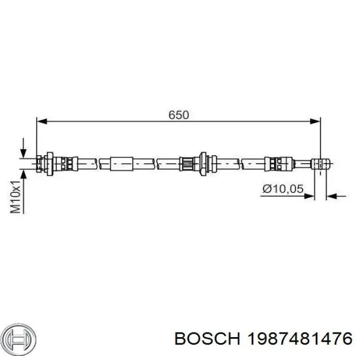 1987481476 Bosch Шланг гальмівний задній, правий