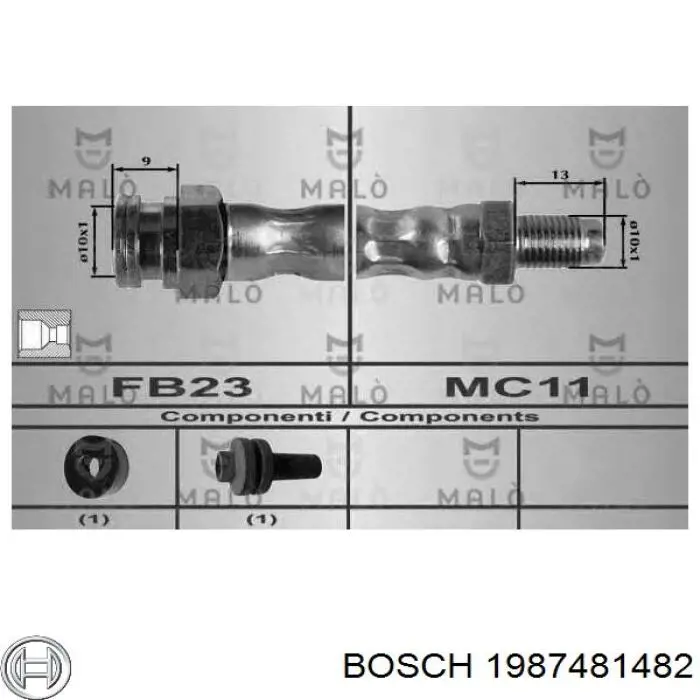Купити 1987481482 Bosch Гальмівні шланги передні