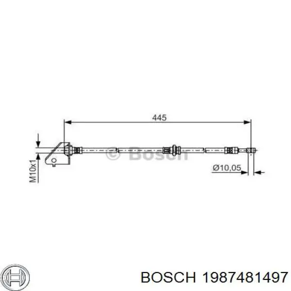 Шланг гальмівний передній, лівий Bosch 1987481497