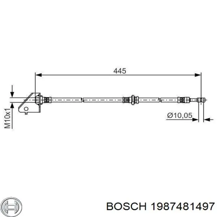 1987481497 Bosch Шланг гальмівний передній, лівий