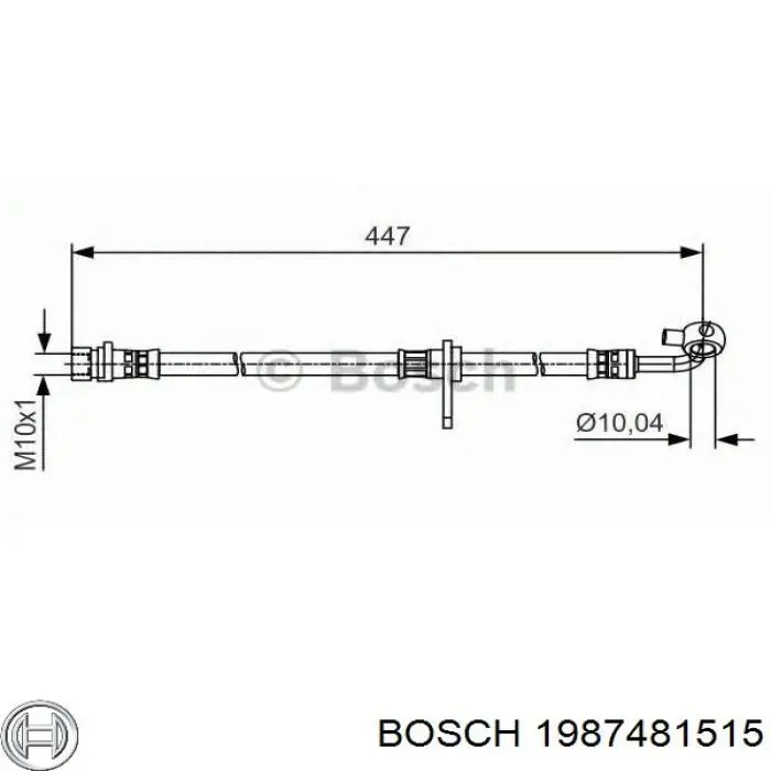 Шланг гальмівний передній, правий 1987481515 Bosch