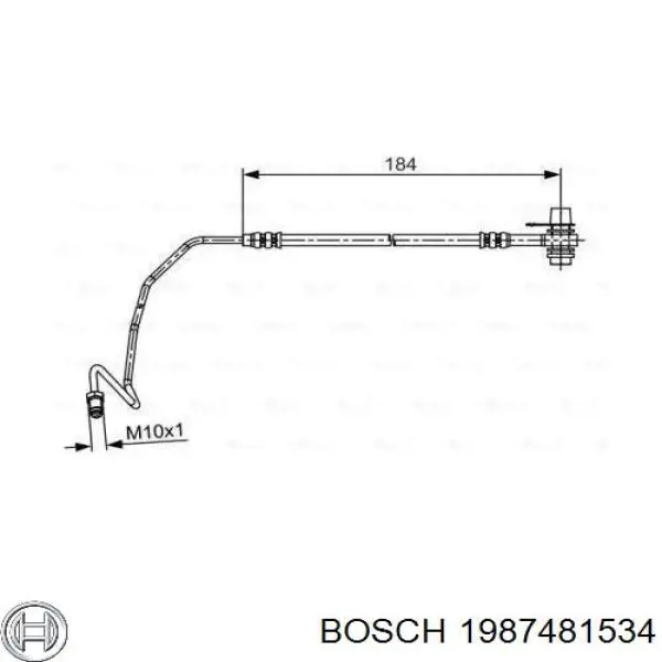 Шланг гальмівний задній, лівий Bosch 1987481534 ціна, від 23.44 USD