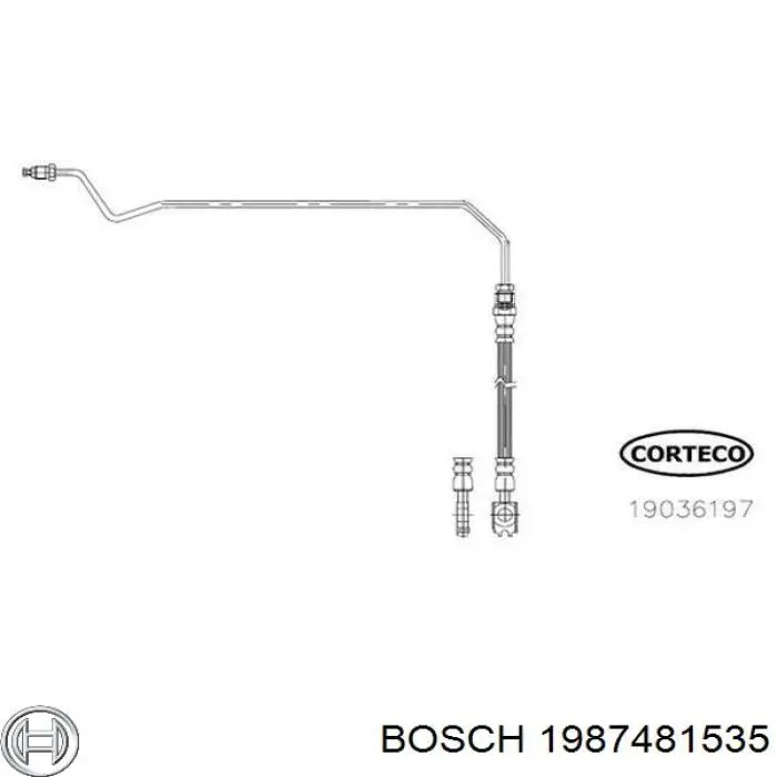 1987481535 Bosch шланг гальмівний задній, правий