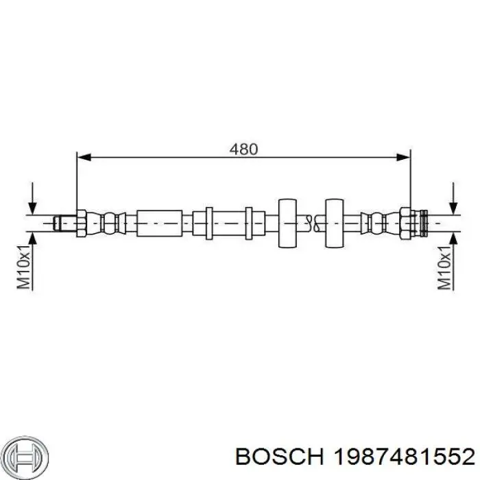 Шланг гальмівний передній 1987481552 Bosch