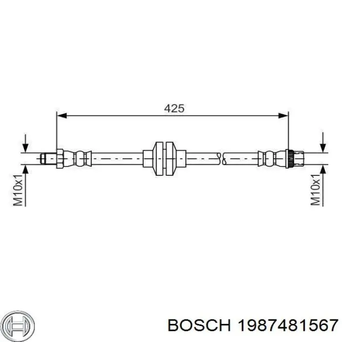 Шланг гальмівний передній 1987481567 Bosch