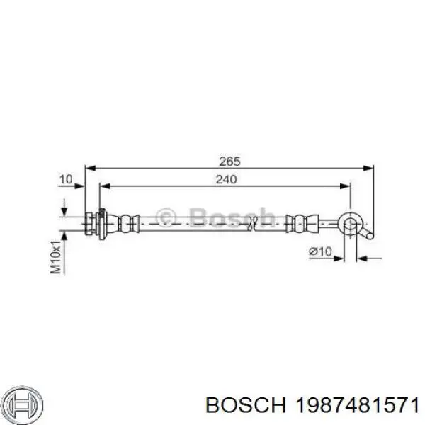 1987481571 Bosch шланг гальмівний задній, правий