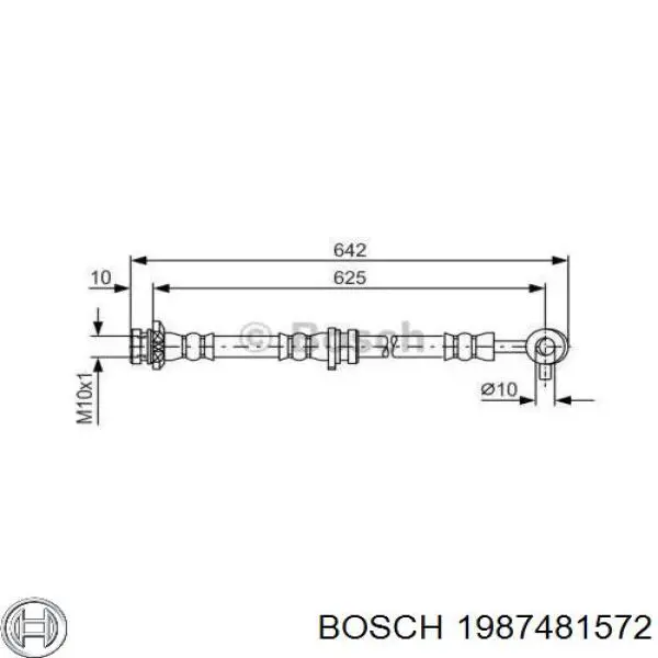 Шланг гальмівний передній, лівий Bosch 1987481572 ціна, від 13.29 USD