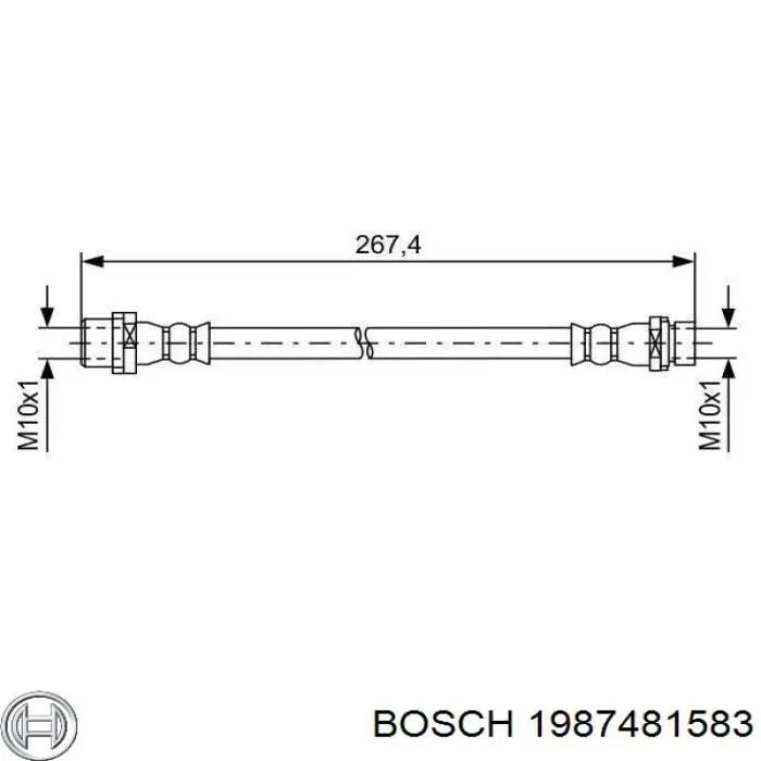 1987481583 Bosch шланг гальмівний задній, правий