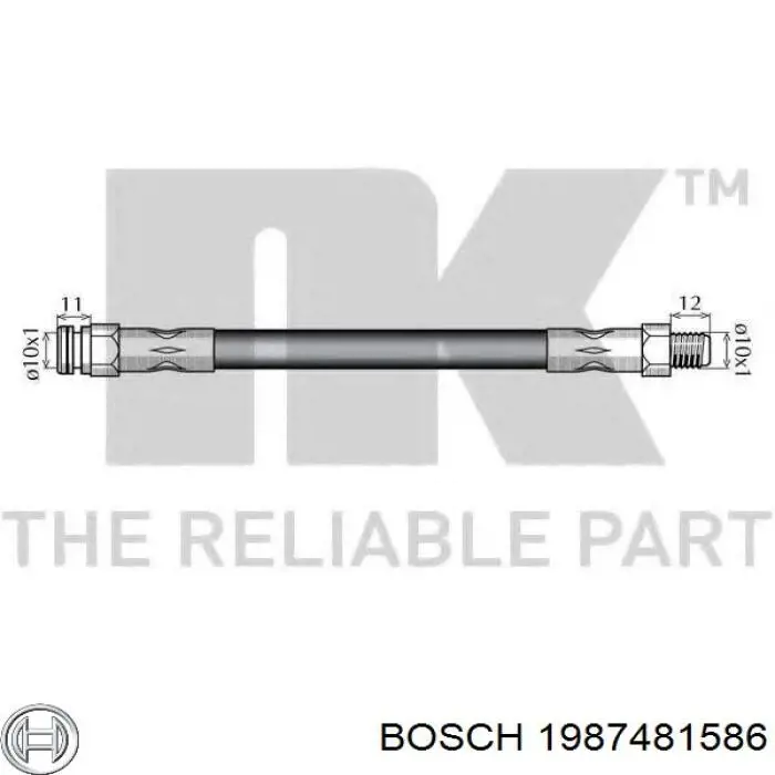 Купити 1987481586 Bosch Шланг гальмівний задній, правий