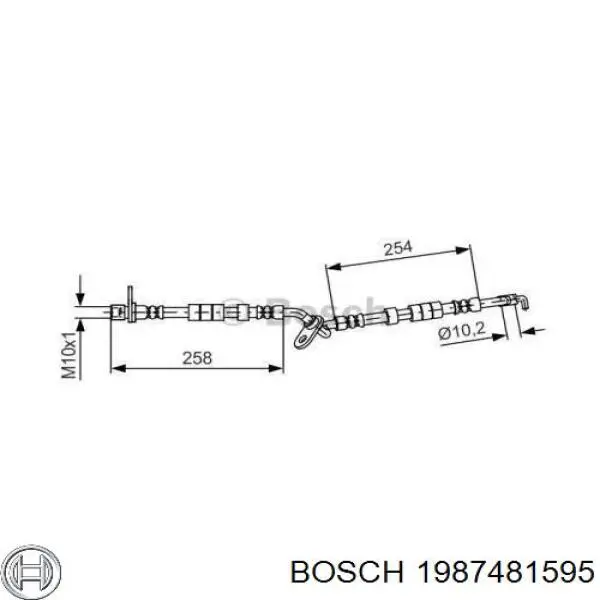 1987481595 Bosch Шланг гальмівний передній, лівий