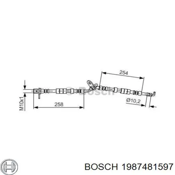 1987481597 Bosch Шланг гальмівний передній, правий