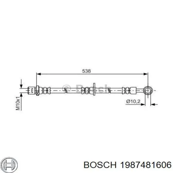 Шланг гальмівний передній, лівий Bosch 1987481606 ціна, від 10.80 USD