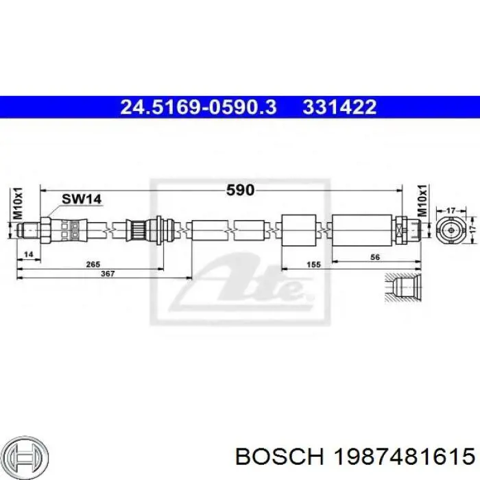 Купити 1987481615 Bosch Гальмівні шланги передні
