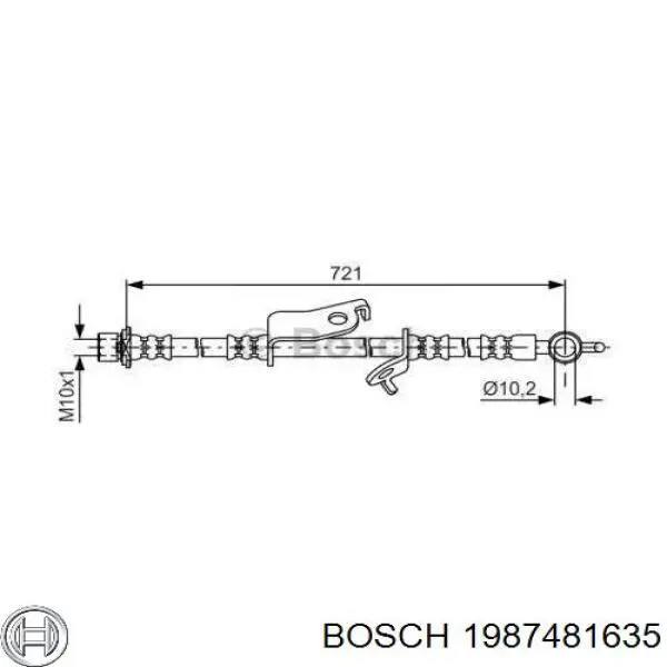 Шланг гальмівний передній, правий Bosch 1987481635 ціна, від 22.99 USD