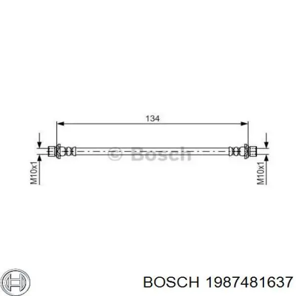 Шланг гальмівний задній, правий Bosch 1987481637 ціна, від 10.03 USD
