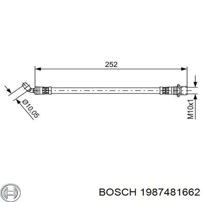 Купити 1987481662 Bosch Шланг гальмівний задній, правий